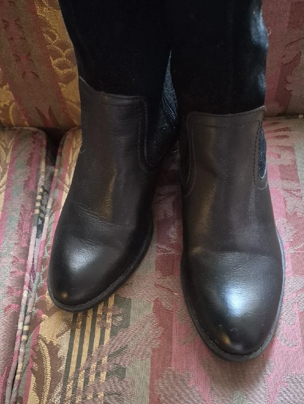 boc Black Leather and Suede Tall Boots